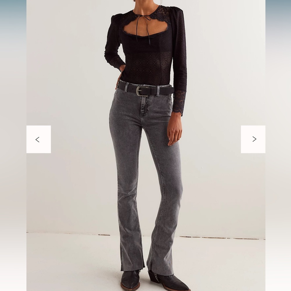 Free People Gray Straight Leg Jeans